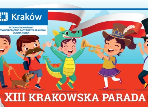 Plakat XIII Parady Szkolnej Patronów w Krakowie w dniu 18.09 2026 r.